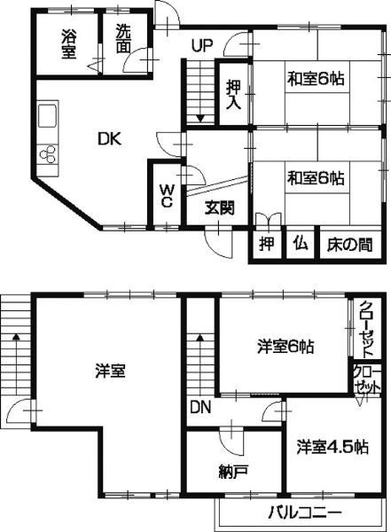 Floor plan. 13.8 million yen, 5DK, Land area 111.09 sq m , Building area 105.24 sq m