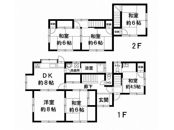 Floor plan. 14.5 million yen, 6DK, Land area 203.7 sq m , Building area 109.3 sq m