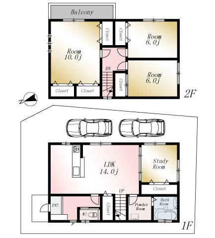 Floor plan. 21,800,000 yen, 4LDK, Land area 122.49 sq m , Building area 99.36 sq m