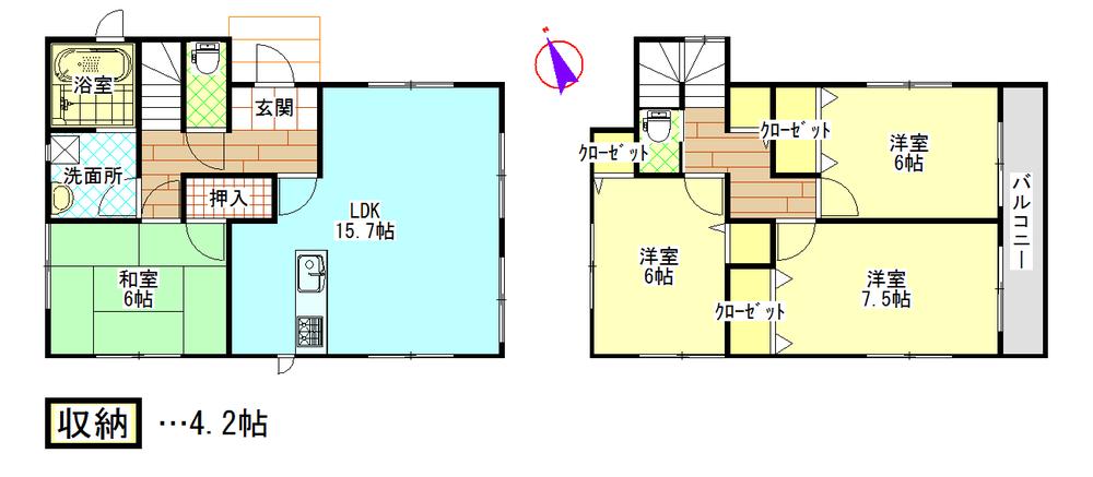 Floor plan. 17.8 million yen, 4LDK, Land area 154.66 sq m , Building area 96.39 sq m