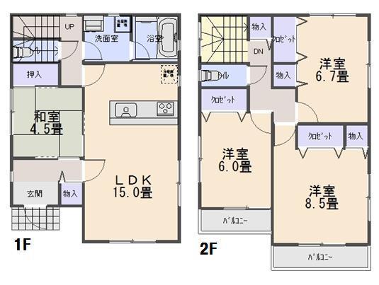 Floor plan. 18,800,000 yen, 4LDK, Land area 189.77 sq m , Building area 100.44 sq m