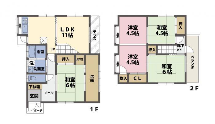 Floor plan. 5.8 million yen, 4LDK, Land area 115.94 sq m , Building area 92.37 sq m