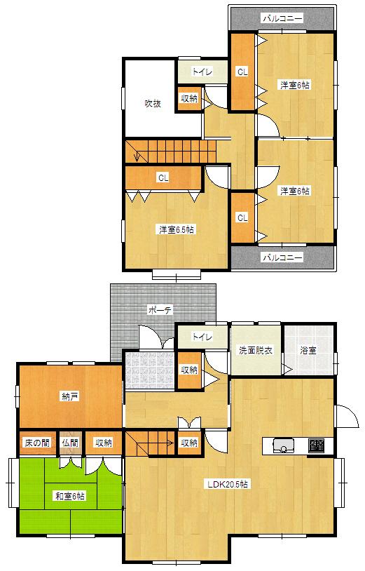 Floor plan. 21 million yen, 4LDK + S (storeroom), Land area 308.44 sq m , Building area 123.38 sq m