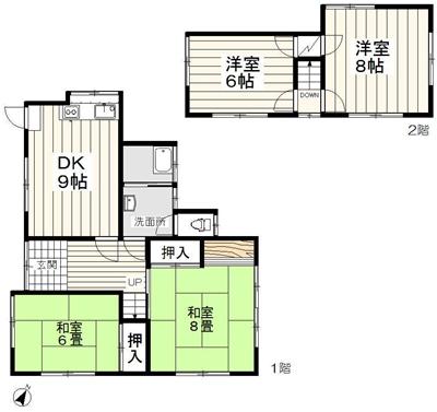 Floor plan. 11.9 million yen, 4DK, Land area 208.27 sq m , Floor plan of building area 91.12 sq m 8 pledge of the room there are two rooms. 