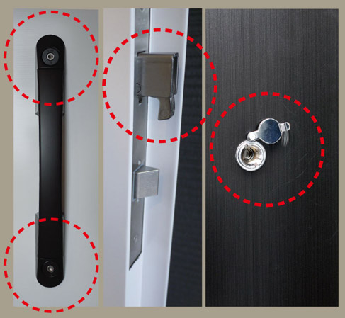 Security.  [Double Rock ・ Crime prevention thumb turn ・ Door scope] Entrance door of each dwelling unit is, Adopt a double lock system for locking in two places. It has extended the security of the picking. Also, Thumb turning measures and to release by inserting a wire or special tools, It is subjected to difficult equipment in an attempt to break the door open at the bar, We have consideration to crime prevention. Also by the door scope, You can check the visitor before opening the front door of the door. (Same specifications)