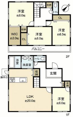 Floor plan. 26,800,000 yen, 4LDK + S (storeroom), Land area 206.61 sq m , Building area 119.96 sq m