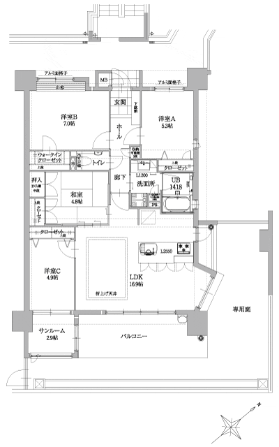 Floor: 4LDK + Sun Room, the occupied area: 89.83 sq m, Price: 25,830,000 yen