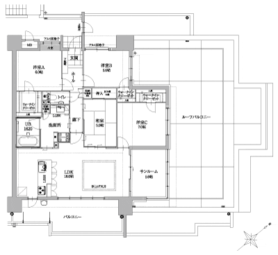 Floor: 4LDK + Sun Room, the occupied area: 106.44 sq m, Price: 36,410,000 yen