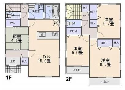 Floor plan. 18,800,000 yen, 4LDK, Land area 140.08 sq m , Building area 97.2 sq m