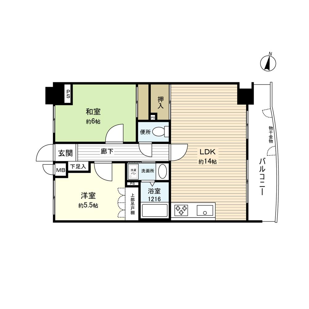 Floor plan. 2LDK, Price 5.8 million yen, Occupied area 55.71 sq m , Balcony area 7.74 sq m