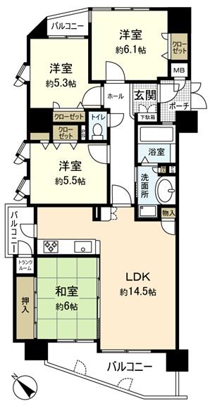 Floor plan. 4LDK, Price 21 million yen, Occupied area 86.72 sq m , Balcony area 13.05 sq m