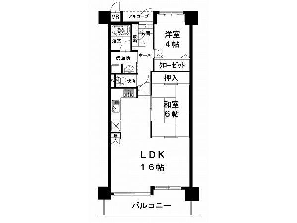 Floor plan. 2LDK, Price 10.8 million yen, Occupied area 59.01 sq m , Balcony area 9.7 sq m