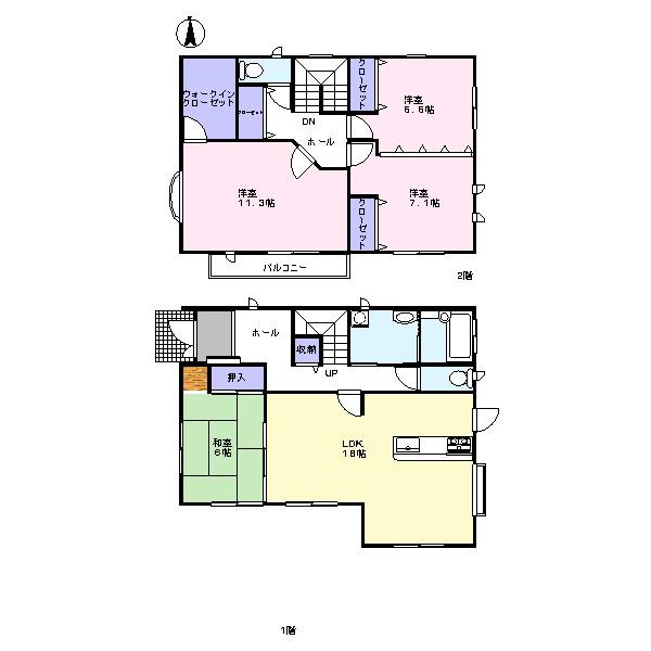 Floor plan. 25,300,000 yen, 4LDK, Land area 148 sq m , Building area 120.89 sq m LDK that spacious 4LDK whole family gathers in the building area of about 38 square meters is spacious also put the sofa in the 18 Pledge