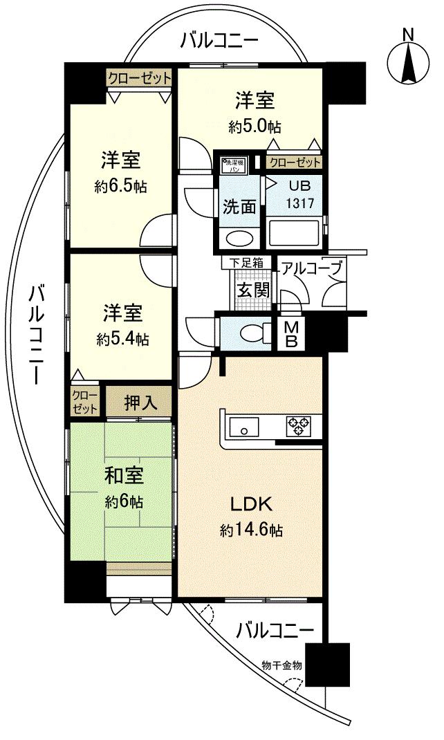 Floor plan. 4LDK, Price 18.5 million yen, Occupied area 80.03 sq m , Balcony area 20.91 sq m