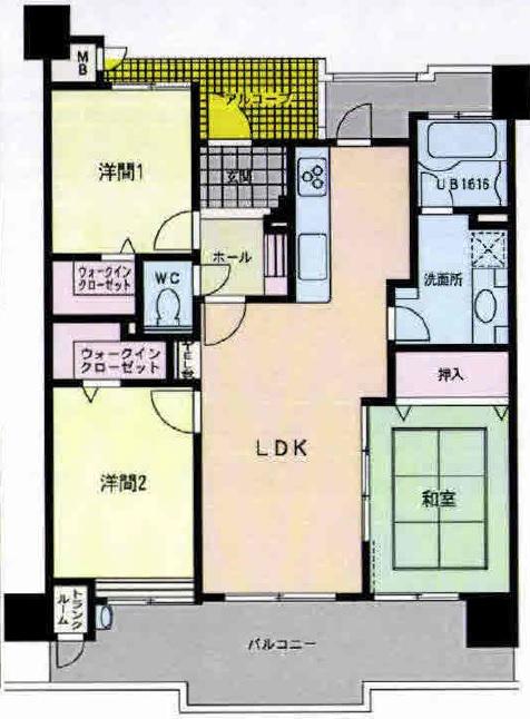 Floor plan. 3LDK, Price 16.5 million yen, Occupied area 74.04 sq m , Balcony area 14.18 sq m