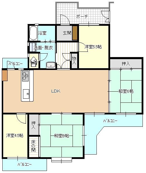 Floor plan. 4LDK, Price 8.9 million yen, Occupied area 90.77 sq m , Balcony area 15.52 sq m