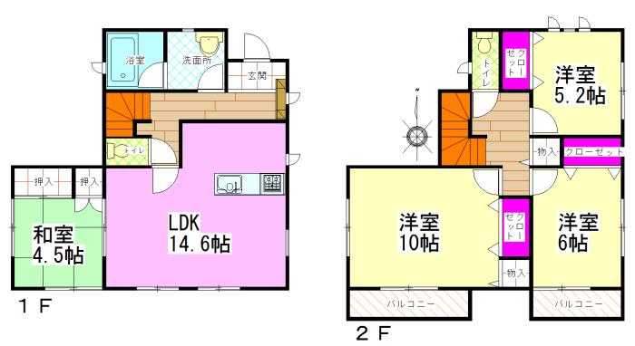 Floor plan. 20.8 million yen, 4LDK, Land area 138.73 sq m , Building area 98.82 sq m