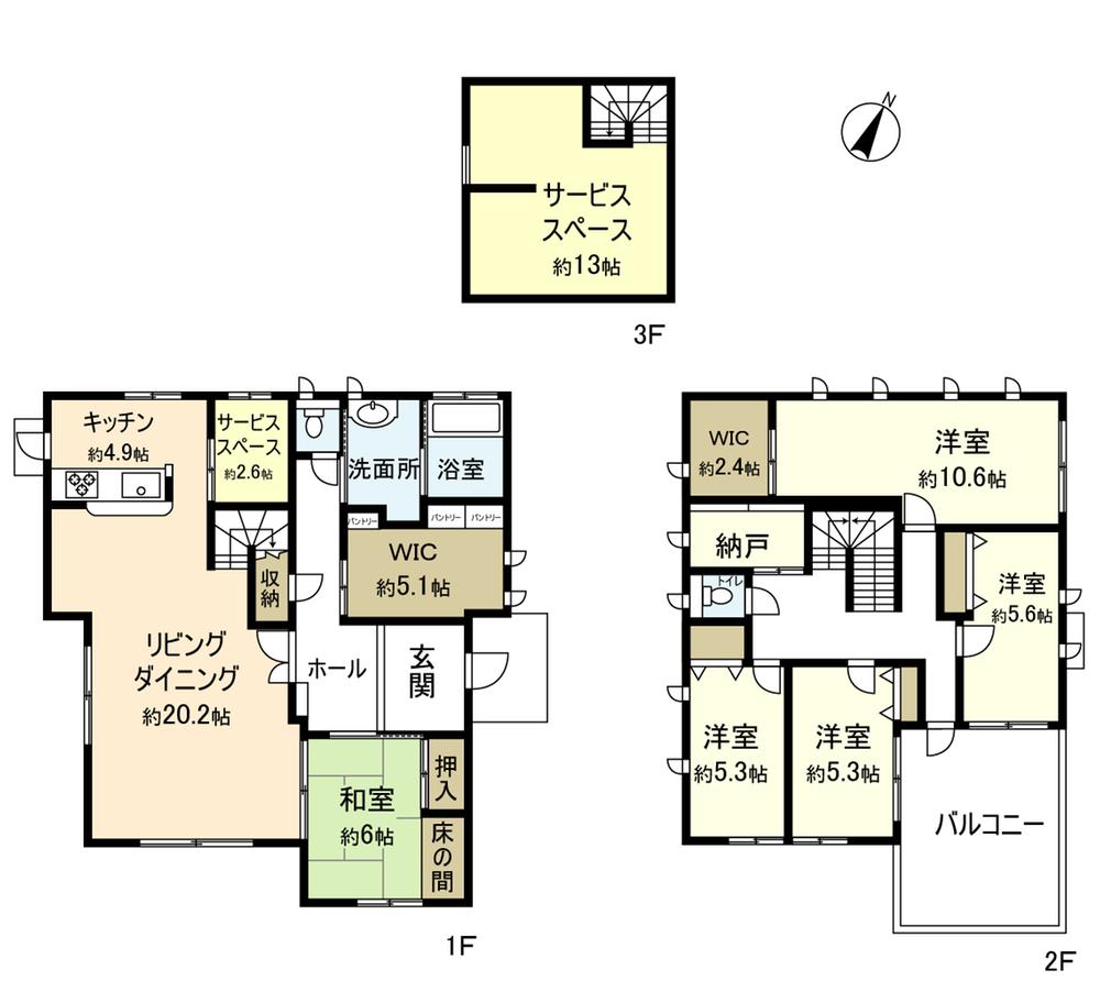 Floor plan. 52,800,000 yen, 5LDK + 2S (storeroom), Land area 419.3 sq m , Building area 169.47 sq m