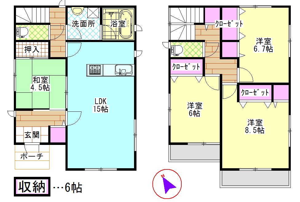 Floor plan. 18,800,000 yen, 4LDK, Land area 189.77 sq m , Building area 100.44 sq m