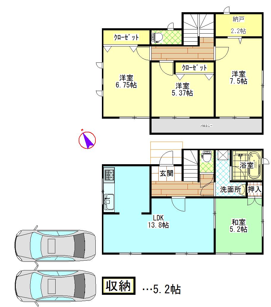 Floor plan. 19,800,000 yen, 4LDK + S (storeroom), Land area 165.52 sq m , Building area 92.74 sq m