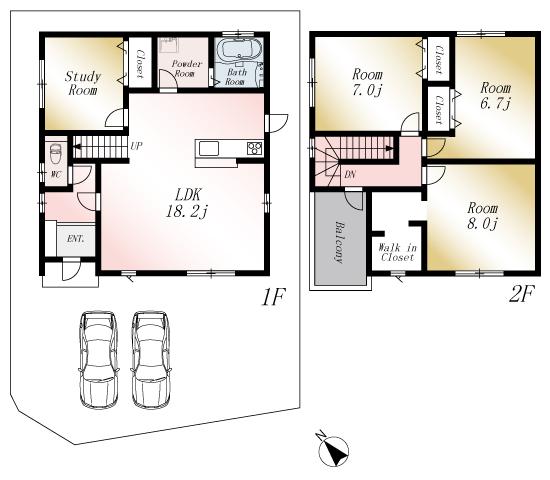 Floor plan. 24,980,000 yen, 4LDK, Land area 172.11 sq m , Building area 106.82 sq m