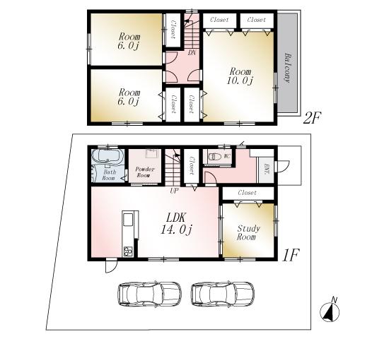 Floor plan. (No. 2 locations), Price 21,800,000 yen, 4LDK, Land area 140.57 sq m , Building area 99.36 sq m