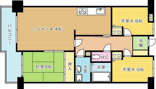 Floor plan. 3LDK, Price 11.5 million yen, Occupied area 62.75 sq m