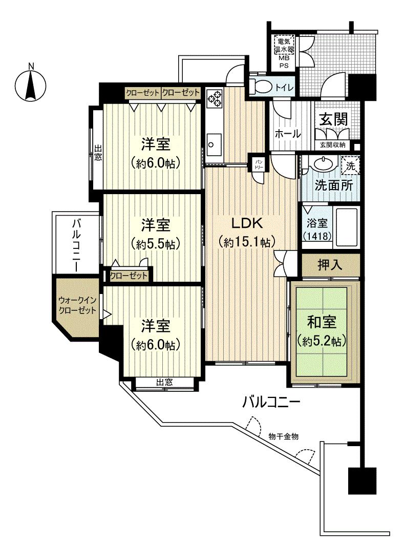 Floor plan. 4LDK, Price 20.8 million yen, Occupied area 83.26 sq m , Balcony area 19.4 sq m