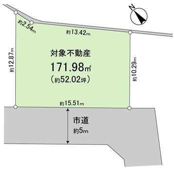 Compartment figure. Land price 12,960,000 yen, Land area 171.98 sq m