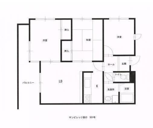 Floor plan. 3LDK, Price 6.5 million yen, Occupied area 60.11 sq m , Balcony area 8 sq m