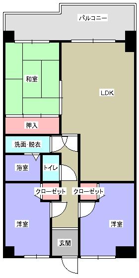 Floor plan. 3LDK, Price 11.5 million yen, Occupied area 62.75 sq m , Balcony area 6.9 sq m