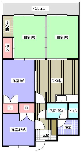Floor plan. 4DK, Price 6.9 million yen, Occupied area 62.75 sq m , Balcony area 11.14 sq m