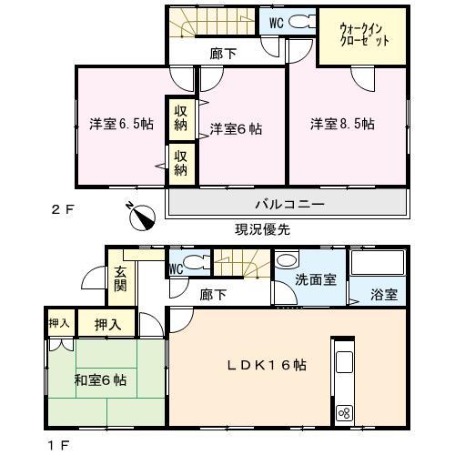 Floor plan. 22,980,000 yen, 4LDK + S (storeroom), Land area 277.48 sq m , Building area 105.99 sq m