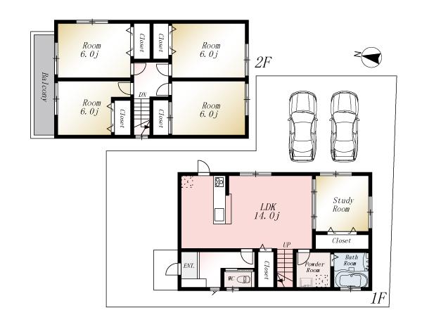 Floor plan. (No. 4 locations), Price 22,200,000 yen, 5LDK, Land area 146.83 sq m , Building area 99.36 sq m