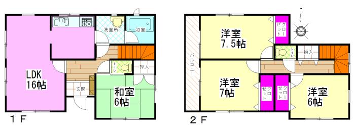 Floor plan. (Building 2), Price 19,800,000 yen, 4LDK, Land area 134.48 sq m , Building area 100.44 sq m