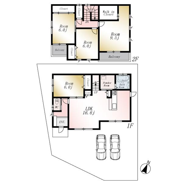 Floor plan. 26,800,000 yen, 4LDK, Land area 185.29 sq m , Building area 108.06 sq m