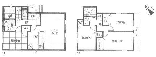 Floor plan. 17.8 million yen, 4LDK, Land area 154.66 sq m , Building area 92.34 sq m