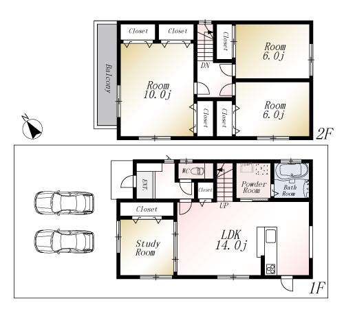 Floor plan. (No. 3 locations), Price 21,800,000 yen, 4LDK, Land area 127 sq m , Building area 97.7 sq m