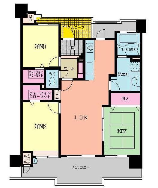 Floor plan. 3LDK, Price 16.5 million yen, Occupied area 74.04 sq m , Balcony area 14.18 sq m