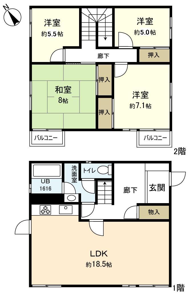 Floor plan. 18,800,000 yen, 4LDK, Land area 185.34 sq m , Building area 109.4 sq m site (July 2012) shooting