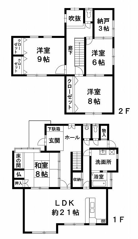 Floor plan. 21 million yen, 4LDK, Land area 207.5 sq m , Building area 164.64 sq m