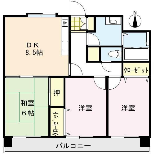 Floor plan. 3DK, Price 7.98 million yen, Occupied area 60.08 sq m