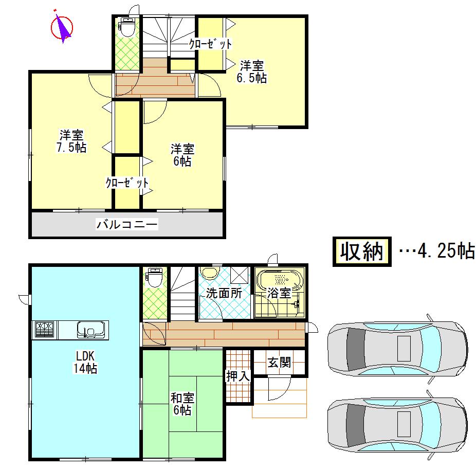 Floor plan. 20,300,000 yen, 4LDK, Land area 165.97 sq m , Sunny in the building area 94.77 sq m south direction