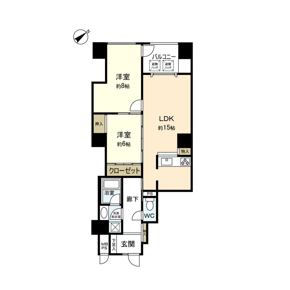 Floor plan. 2LDK, Price 18.4 million yen, Occupied area 71.43 sq m , Balcony area 5.3 sq m