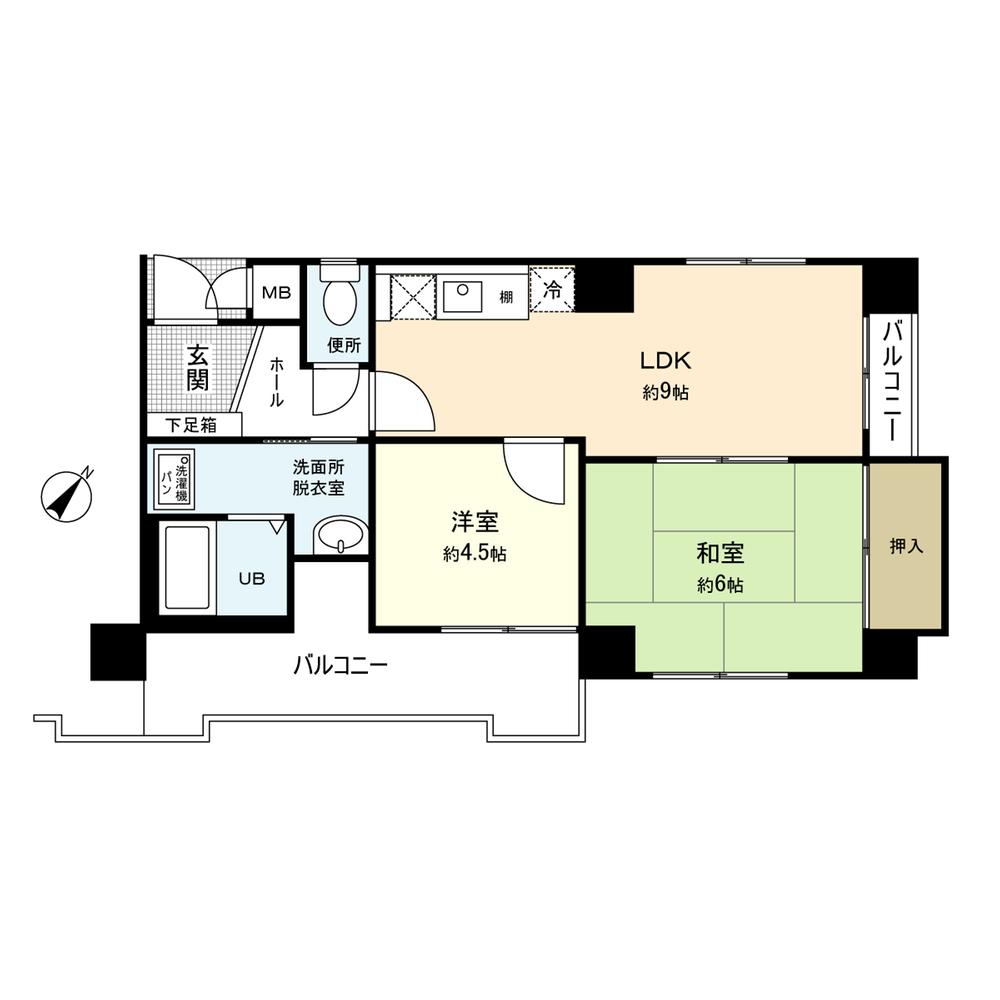 Floor plan. 2LDK, Price 8.5 million yen, Occupied area 47.35 sq m , Balcony area 9.24 sq m