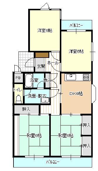 Floor plan. 4DK, Price 5.8 million yen, Occupied area 72.54 sq m , Balcony area 10.53 sq m
