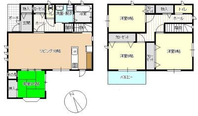 Floor plan. 27.5 million yen, 4LDK + S (storeroom), Land area 136.42 sq m , Building area 111.29 sq m