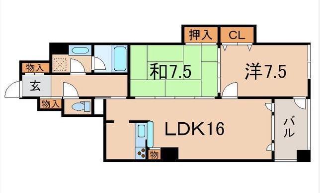 Floor plan. 2LDK, Price 15 million yen, Occupied area 71.43 sq m , Balcony area 5 sq m