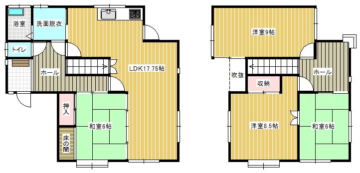 Floor plan. 9.3 million yen, 4LDK, Land area 166.39 sq m , Building area 105.43 sq m