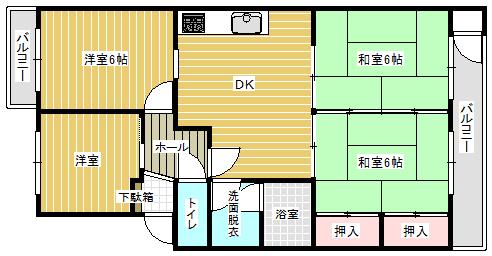 Floor plan. 4DK, Price 3.8 million yen, Occupied area 59.62 sq m , Balcony area 7.5 sq m